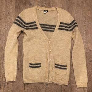 J. Crew XS Cream Mohair Varsity Stripe Cardigan